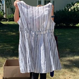 White with black stripped dress